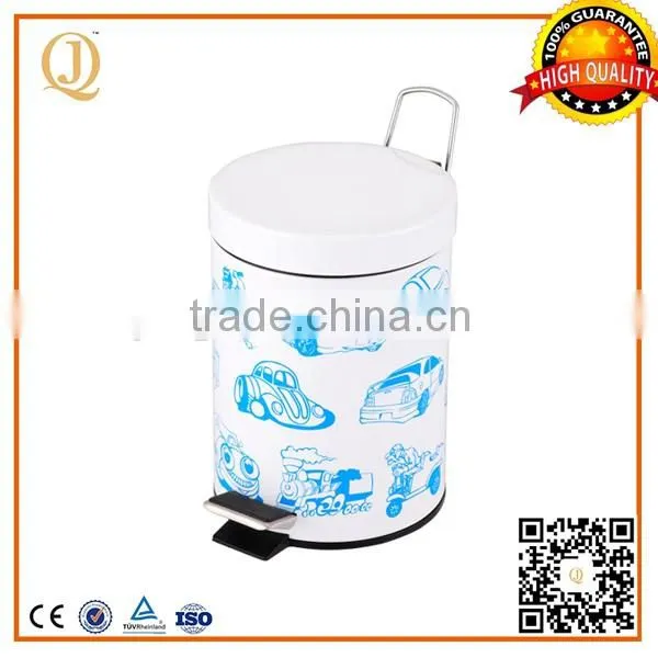 yellow painted metal trash bin/pedal trash bin 40L with flat lid