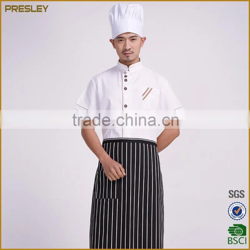 Factory wholesale custom new fashion white color waterproof and oilproof chef work uniform basic french cooking chef uniform