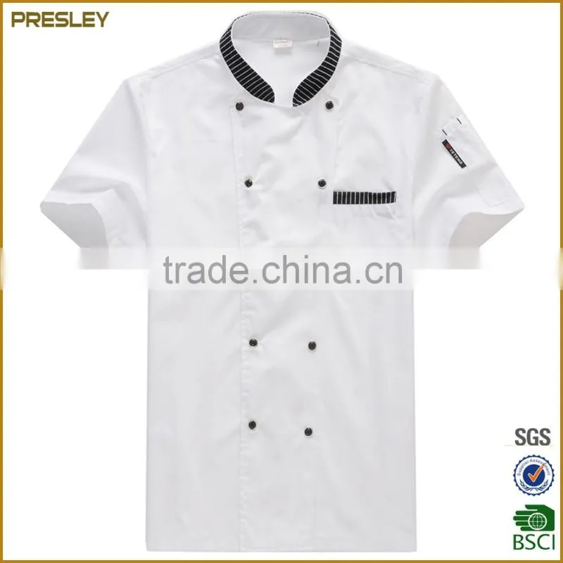 Factory wholesale custom new fashion white color waterproof and oilproof chef work uniform basic french cooking chef uniform