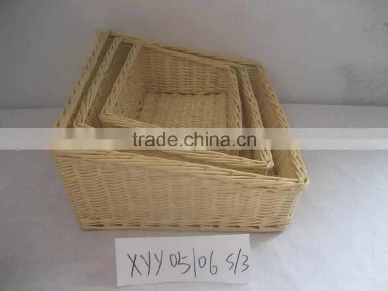 3pc slant height beautiful design natural color willow wicker food basket for bread in Europe