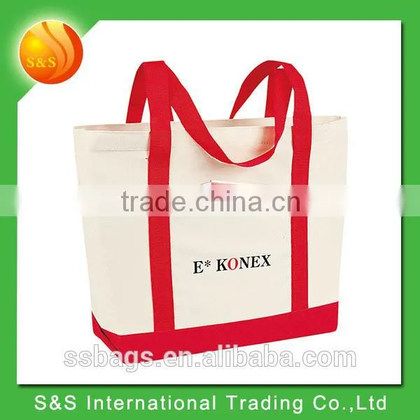 Two-tone classic design carry-all custom canvas tote bag