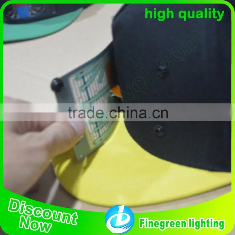 new style el panel hat,.el panel cap electroluminescent hat with snap button