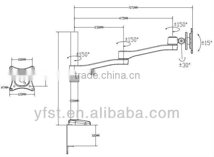 lcd table mount bracket