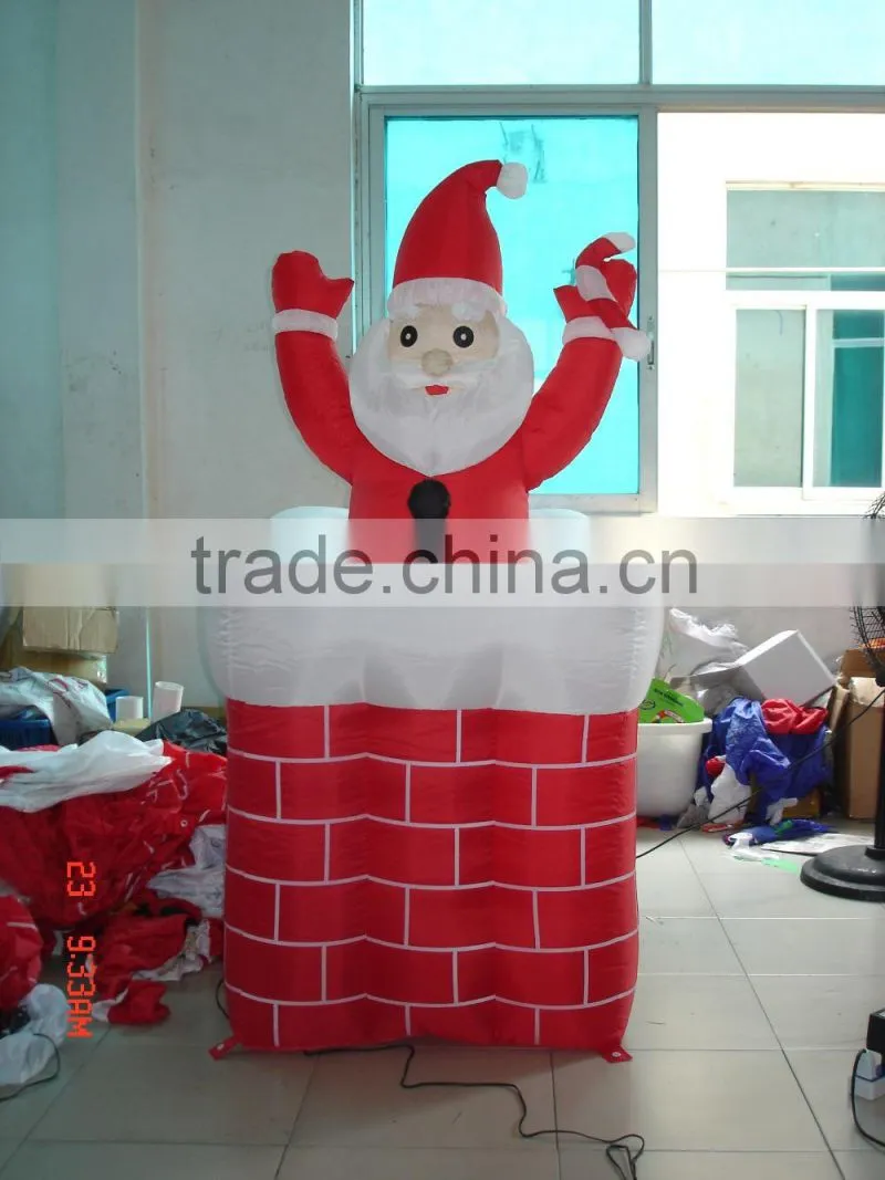 inflatable Christmas decoration Santa in chimney with up and down movement