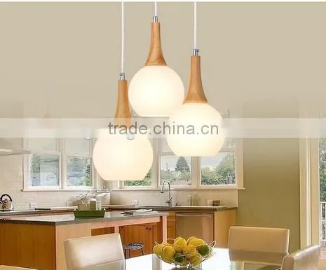 wholesale guzhen lighting simple wooden glass hanging lamp dinning lamp