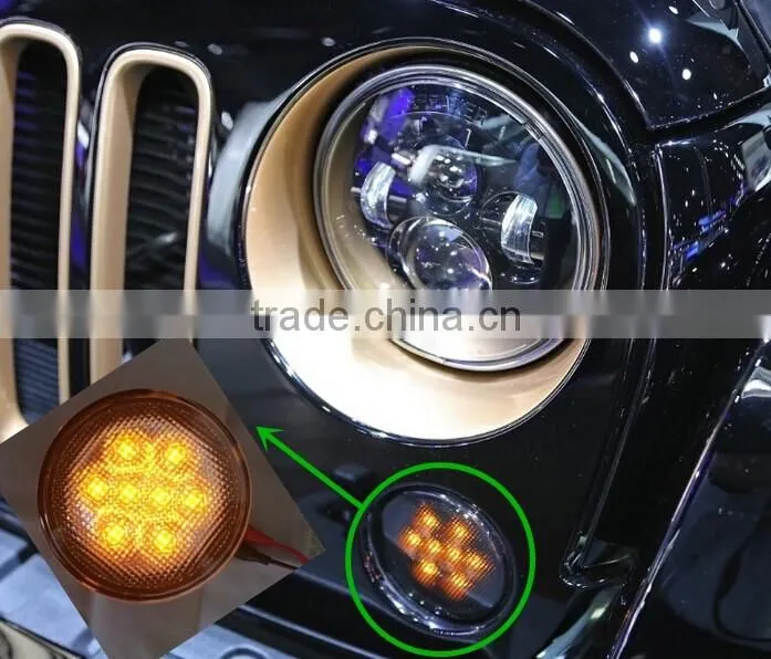 Amber color led side marker fender flares lights for jeep wrangler turn signal light