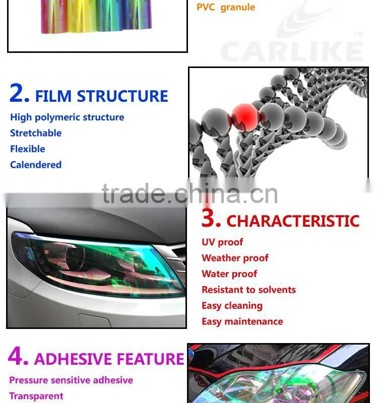Removable PVC Material Pink Car Light Chameleon Wrap Foil