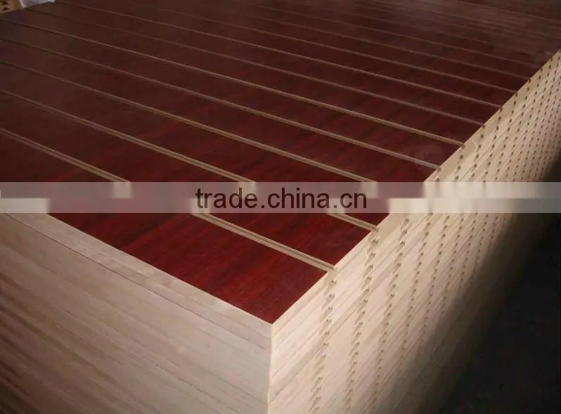 Wall decorative plywood,Melamine slot wall board MDF,laminated slotted board for furniture