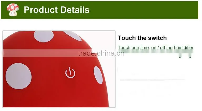 Mushroom appearance LED lamp humidifier fogger cool mist usb ultrasonic humidifier portable air humidifier