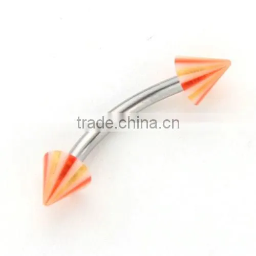 Multicolor Charming Fake Cheap Unique Acrylic Cone Stainless Steel Eyebrow Rings Body Piercing Jewelry