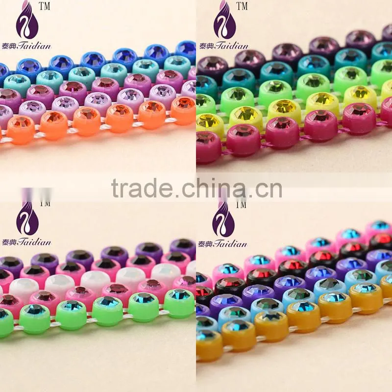 SS6 Plastic Rhinestone Trim Chain,2.3MM Rhinestone wedding trim