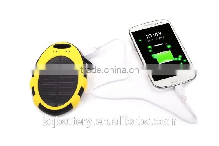 dual usb port 5000mah portable backup solar power bank charger