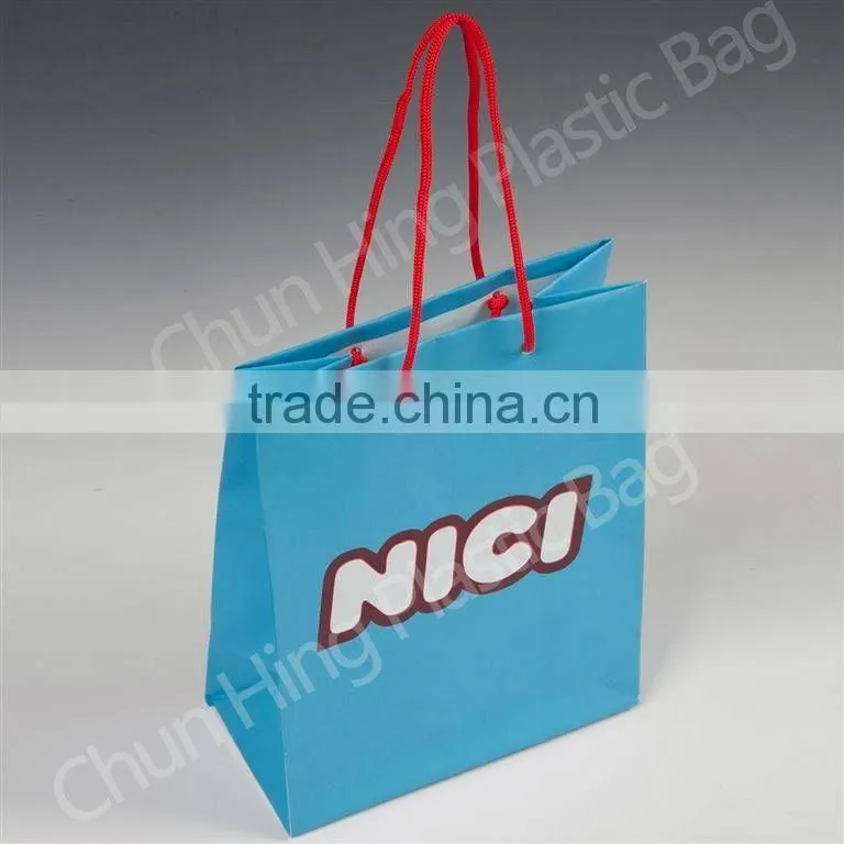 Custom printed rope handle plastic shopping bag
