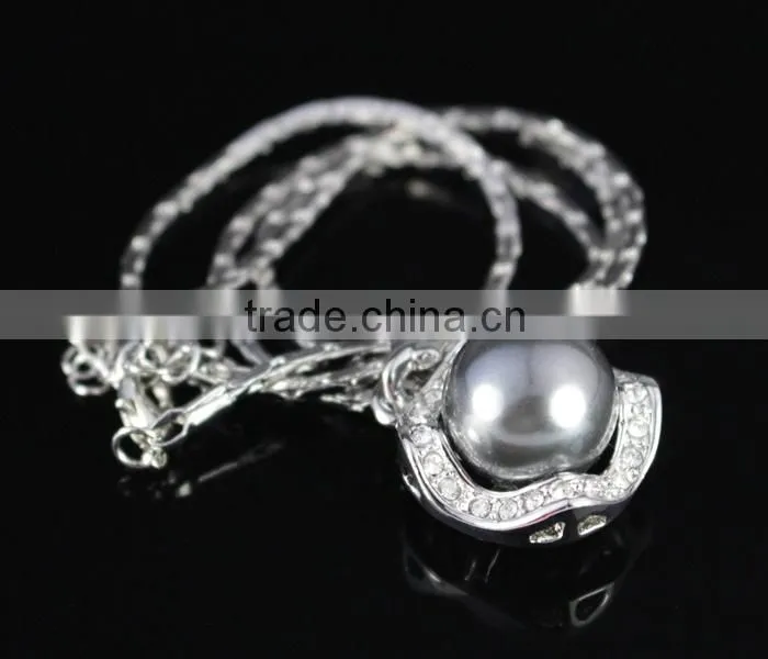 white gold austrian crystal imitation pearl necklace
