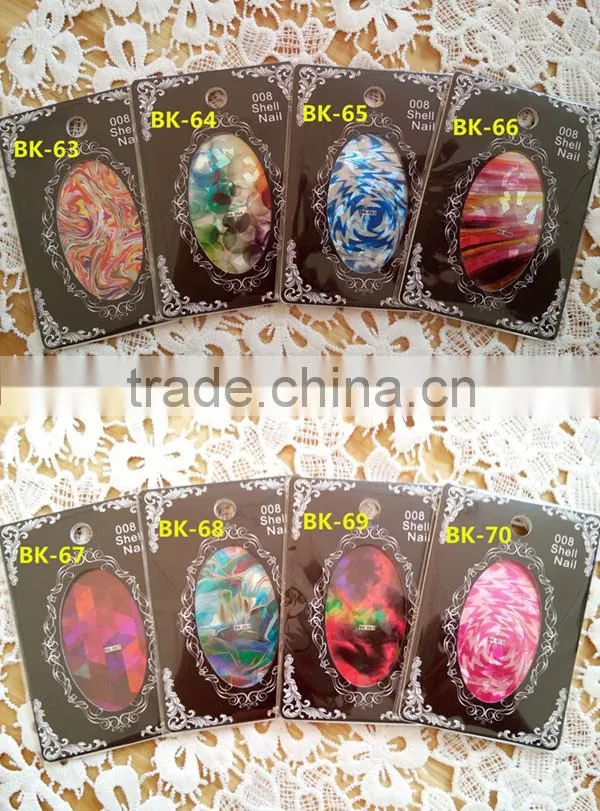 DIY Laser Glass Paper Nail Stickers,Wraps Decorations Shine Colorful Glitter Decals Plastic Shell Japanese Nail