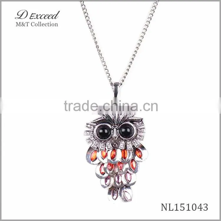 Sequins owl pendant neckalce,cheap factory wholesale
