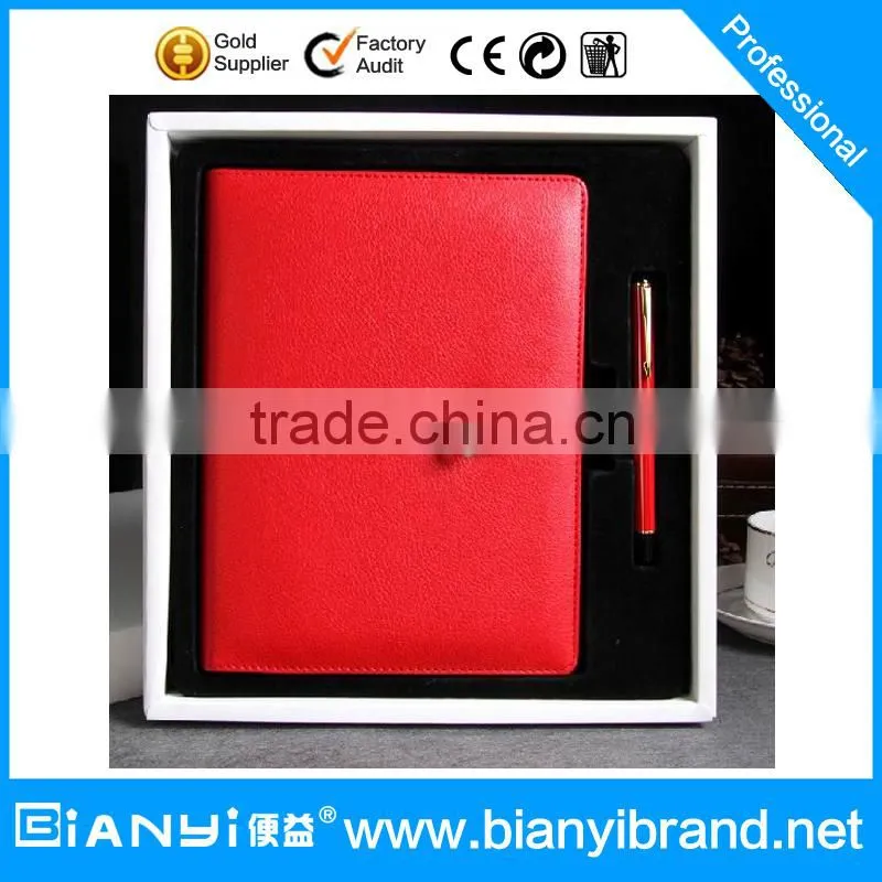 Promotional leather notebook gift set with pen