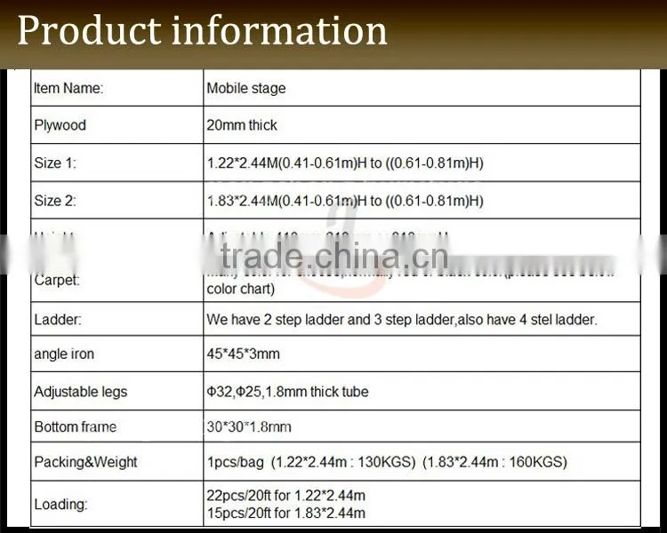 1.22*2.44m Cheap Hot Sell Mobile Portable Church Stage JC-P13