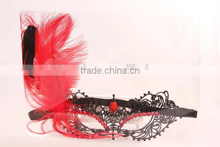 gothic model feather black lace mask, lace eye mask