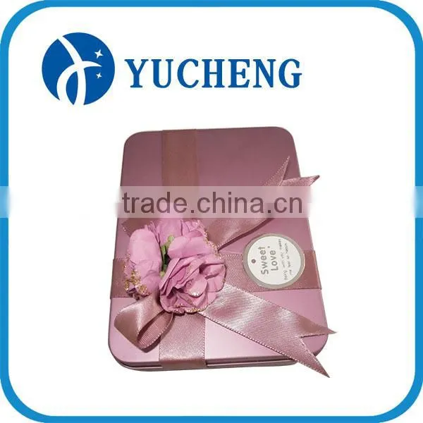 wholesale wedding metal gift packaging tin can withe ribbon