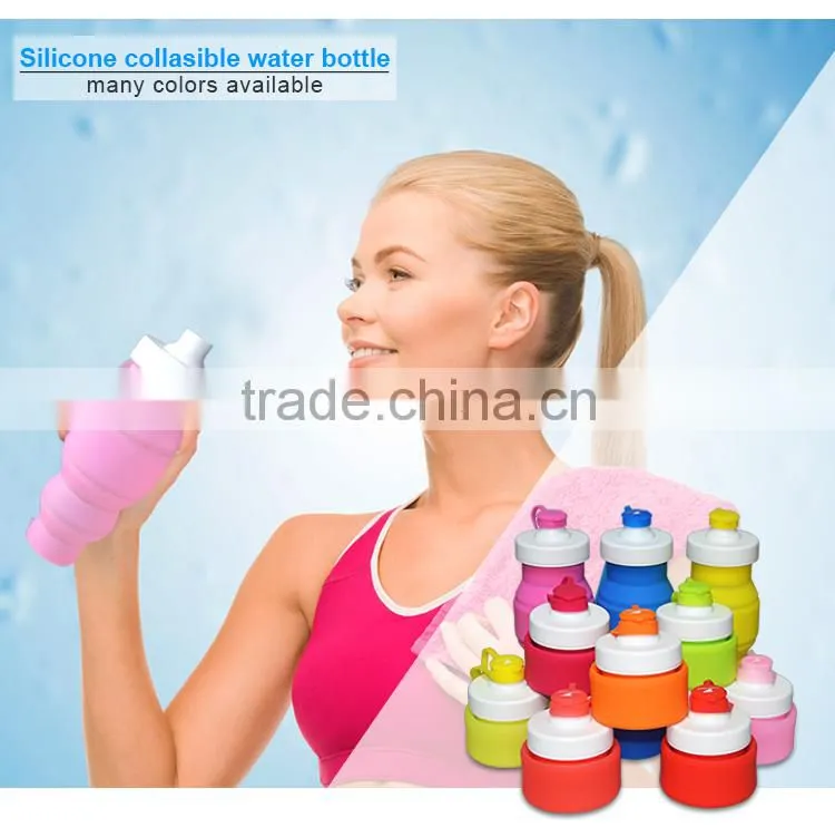 2016 Hot Sale 530ml Cheap Price Folding Silicone Water Bottle