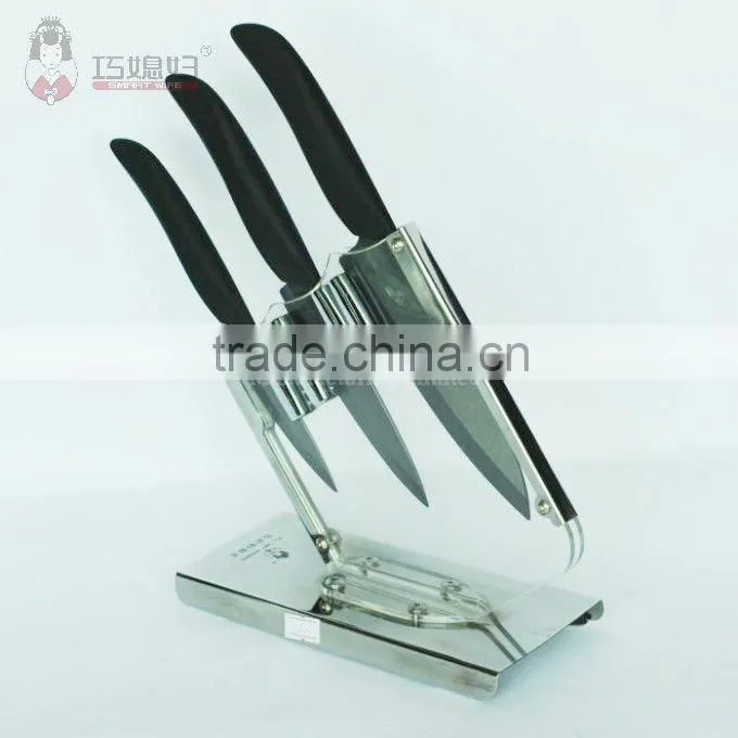 Hardest blade black TPE soft touch handle ceramic knife sets