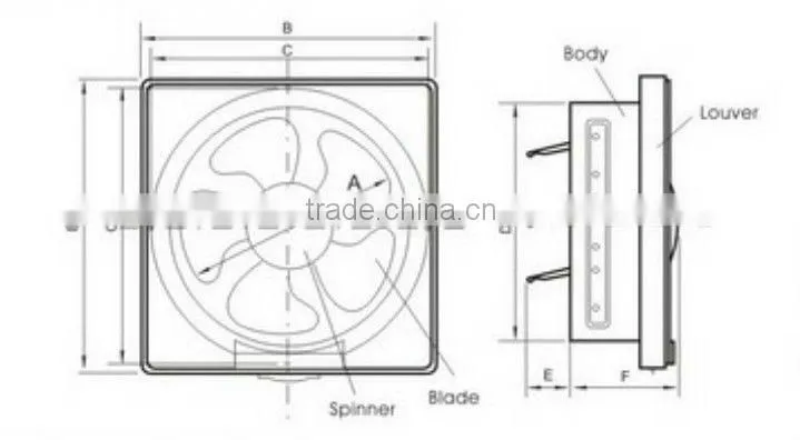 Wall mount square shape extractor fan full plastic
