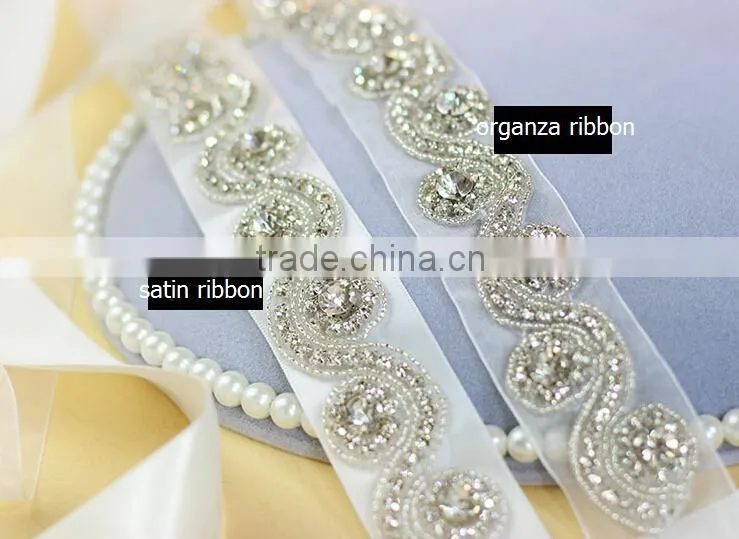 Elegant Graceful Crystal Beaded Bridal Sash Belt for Wedding Dress