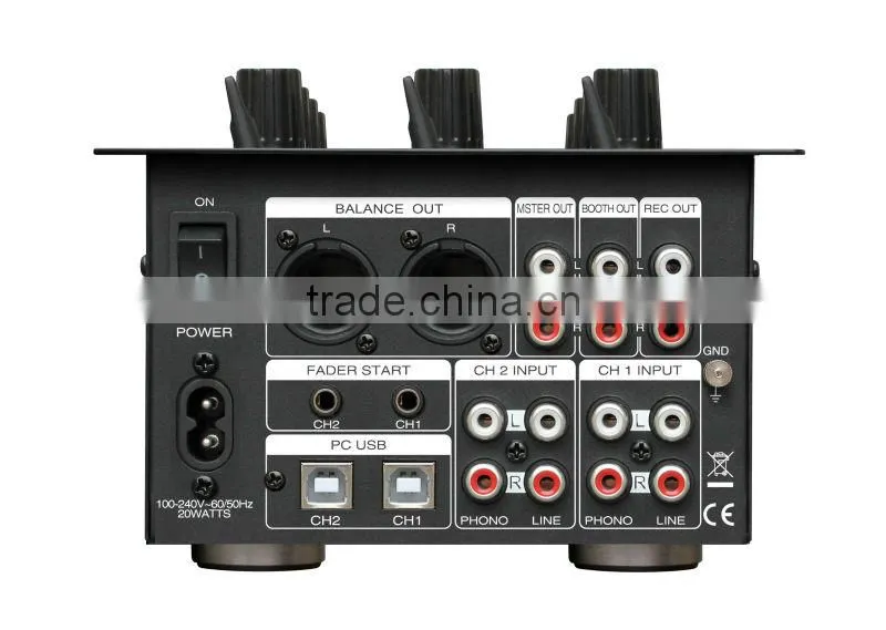 Professional Two-Channel Scratch Mixer with 3-band EQ per Channel and USB MP3 DUX2.0 Made In China
