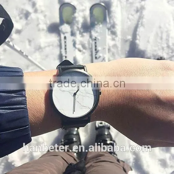 Clear marble face watches men luxury quartz watches bezel japan movt