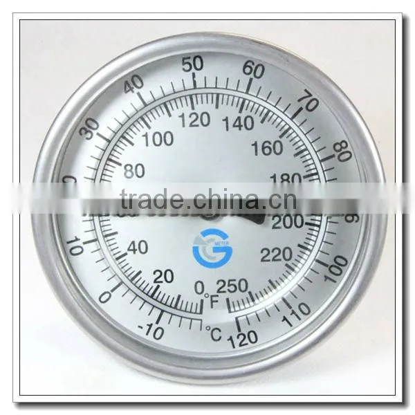 High quality all stainless steel industrial back connection temperature gauge