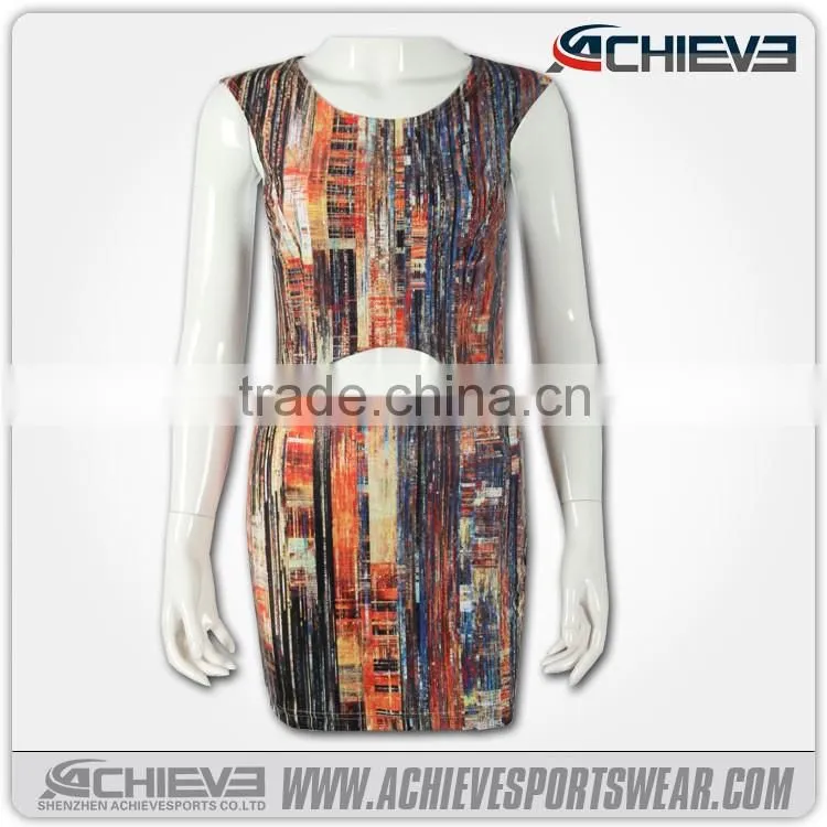 europe printed lady dresses sport female clothing