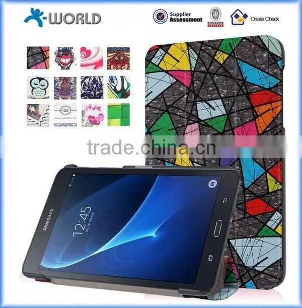 Tri Folding Color Printing Leather Case for Samsung Galaxy Tab A 7.0, Leather Case for Samsung Tab A 7.0 (T280)