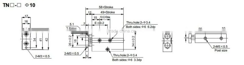 Airtac Type TN Series Twin Rod /Dual Rod /Double Shaft Pneumatic Cylinder