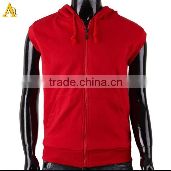 red sleeveless hoodie zip up mens sleeveless hoodie