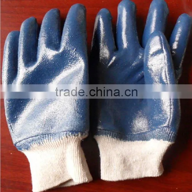 SUPER -Blue/yellow Nitrile safety cuff Closed Back Glove