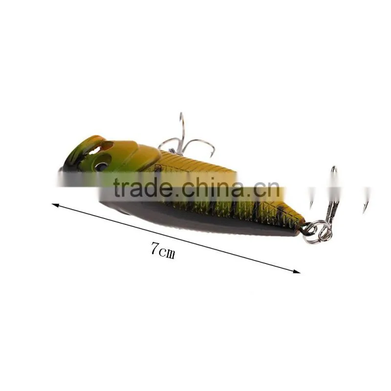 7cm 8.8g Popper Fishing Lure Hard Bait with Treble Hooks Fishing Tackle
