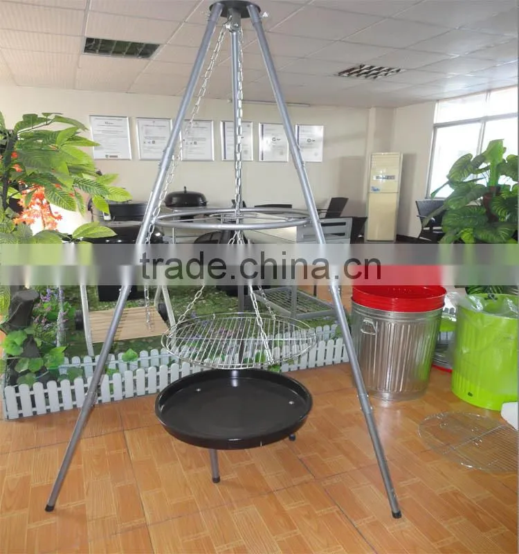 Adjustable and swing balcony hanging grill charcoal bbq