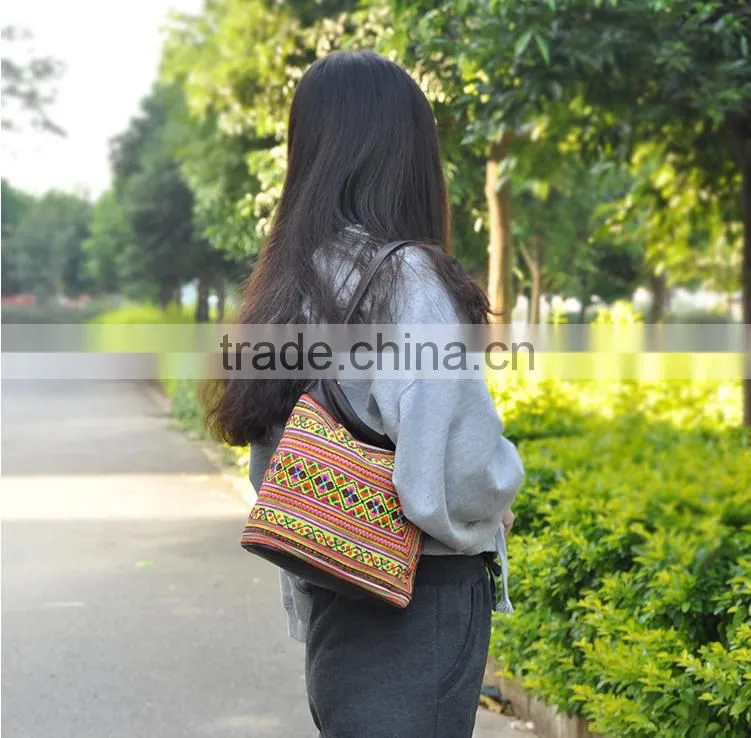 China alibaba embroidery tote bag fashion women leather shoulder bag