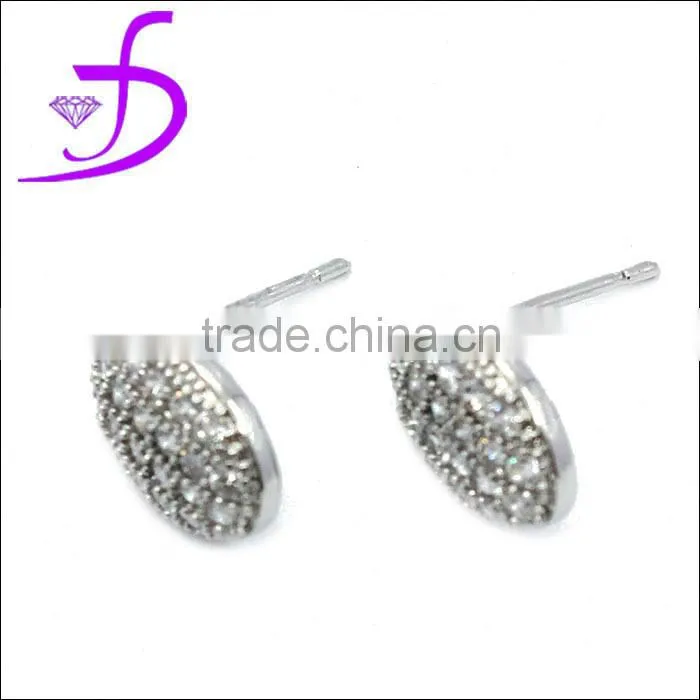 Pave Setting 925 sterling silver cubic zirconia elegant stud earrings