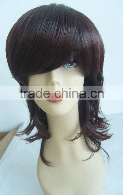 wholesale black and red medium curly wig