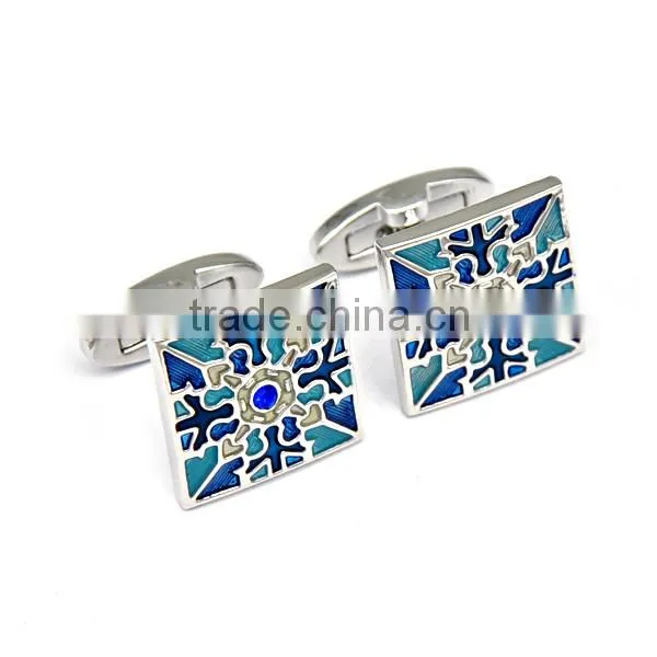 2016 new trendy tutom pattern square enamel cufflinks