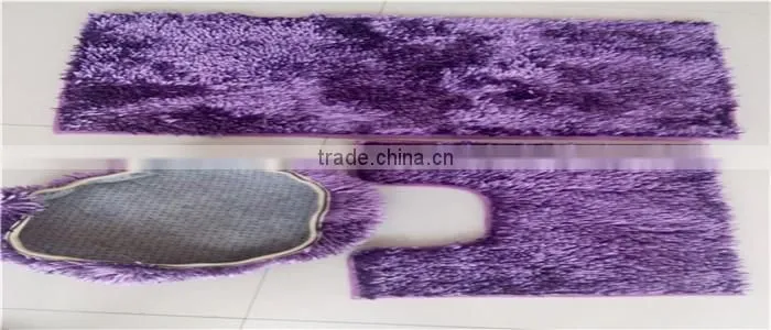 washable shiny chenille non slip 3 pieces bathroom floor mat sets