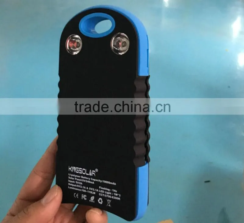 Hot selling LED light 10000mah solar power bank solar charger portable