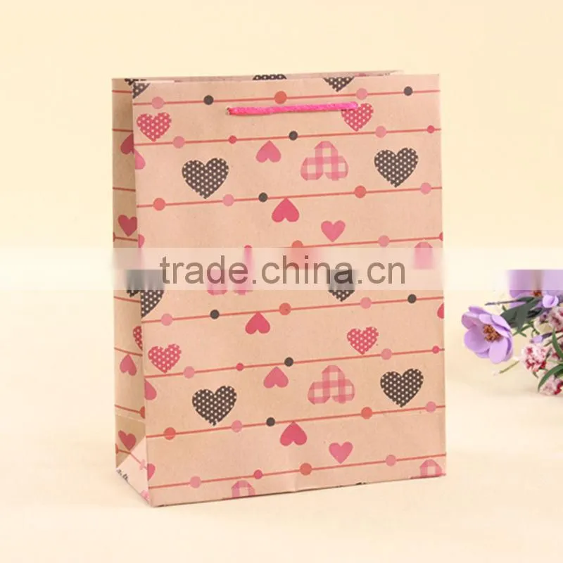 Kraft paper lawn and leaf bags with ribbon handle