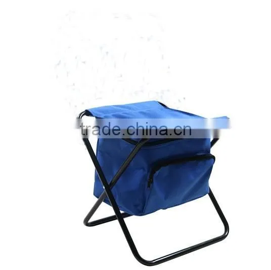 Folding camping stool leg rest chair with cooler bag