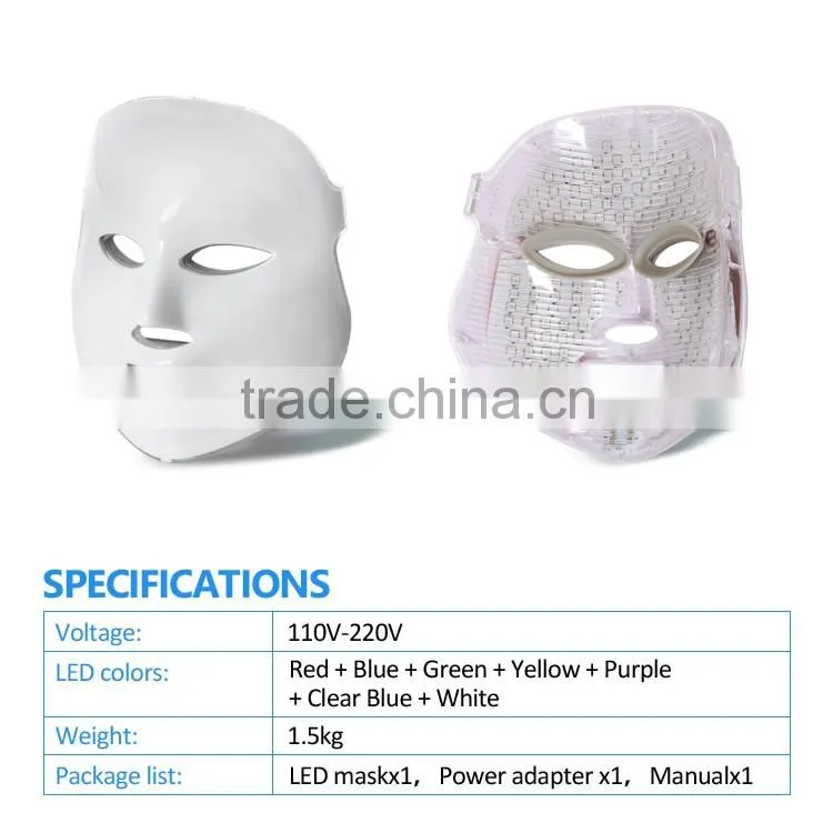 FDA Face Beauty Machine Led Light Therapy Face Mask 7 Colors Skin Rejuvenation LED Facial Mask