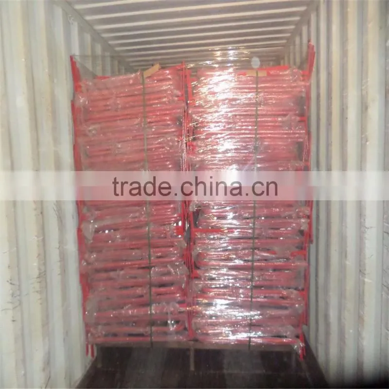 Haotian red powder coated metal steel tube crowd control barriers with reflective tape