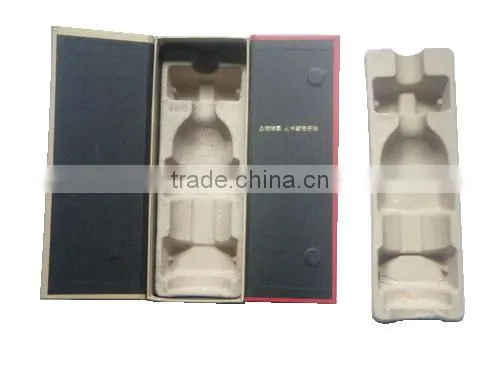 Biodegradable paper pulp wine packaging tray and box