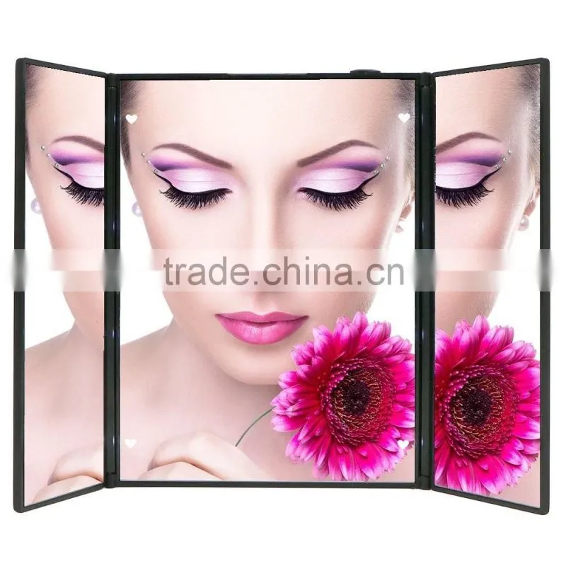 Travel Mirror, Tri-Fold Lighted Led Mirror / Lighted Travel Mirror